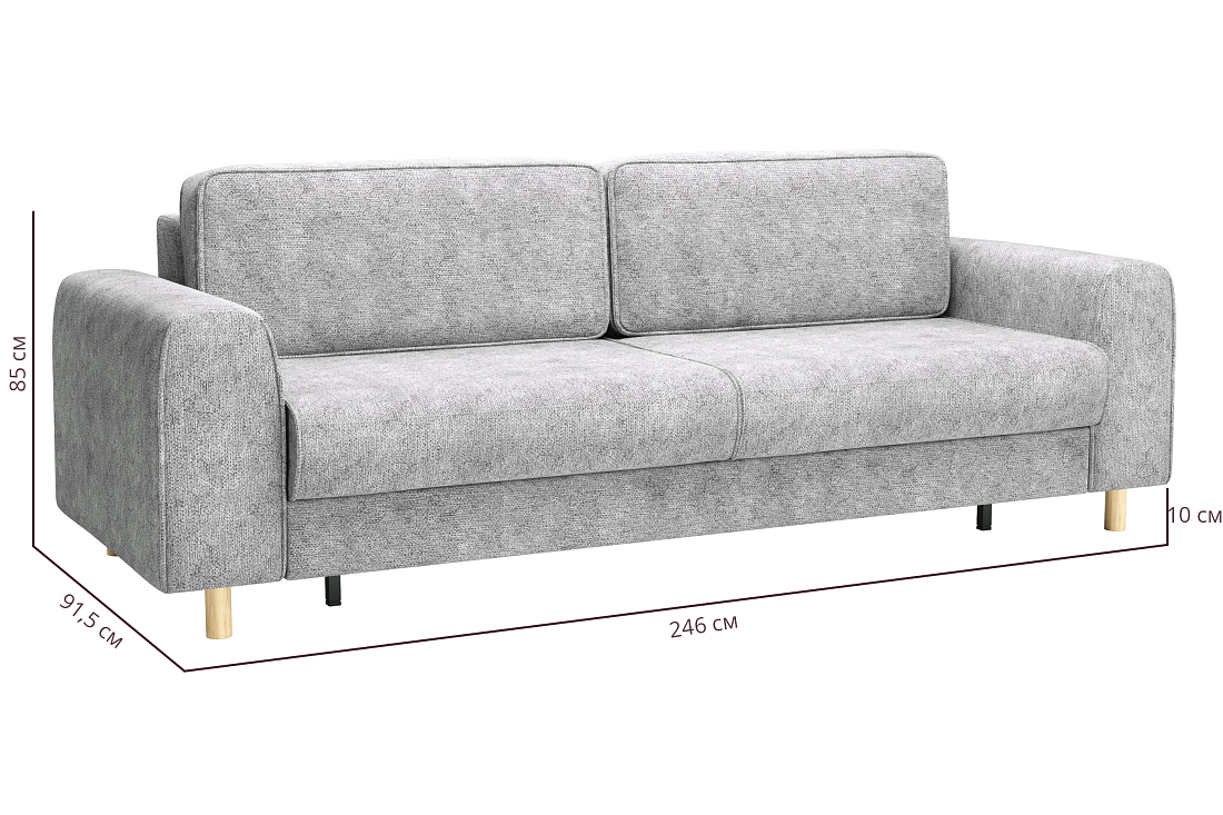 Шелдон / Диван - кровать 3-х местн. велюр sierra 1 светло-серый